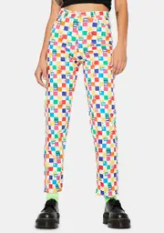 [Minga] Rainbow Check Denim Jeans