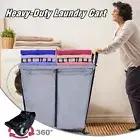 Large Laundry Hamper Trolley Laundry Cart with 2 Baskets & Wheels 72*52*100cm