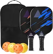Pickleball Paddles Set of 2, USAPA Approved Lightweight Pickleball Rackets, Durable Fiberglass Pickleball Paddles Set with Polypropylene Honeycomb Core