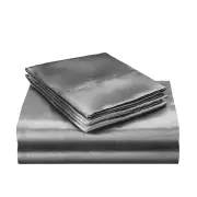 DreamZ Silky Satin Quilt Cover Set Bedspread Pillowcases Summer Double Grey