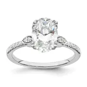 2.00ct. CZ Solid Real 14k White Polish 2ct Oval Engagement Dia Ring