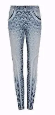 NEW SASS & BIDE BOLD RHYTHM INDIGO TRIBAL PRINT SANDBLASTED JEANS Sz 26-27-30-31
