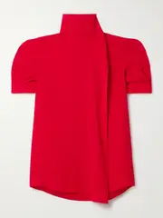 [Valentino Garavani] Valentino Garavani - Tie-neck Silk-georgette Blouse - Red - IT40 IT 40 Red