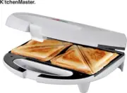 2 Slice Toasted Sandwich Maker - White Non-stick with Cool touch handle...