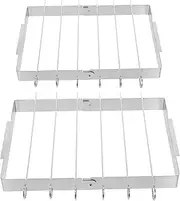 Veemoon 2 Set BBQ Kabob Rack Stainless Steel Skewer Holder for Effortless Grilling of Meat and Vegetables Portable Barbecue Skewers for Outdoor Cooking and Picnics