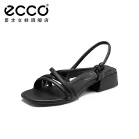 在飛比找Yahoo!奇摩拍賣優惠-現貨 高跟鞋ECCO愛步女鞋夏季新款高跟綁帶涼鞋羅馬涼鞋女 