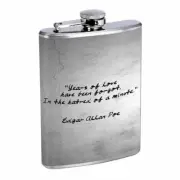 Edgar Allan Poe Em1 8oz Stainless Steel Flask Drinking Whiskey Liquor