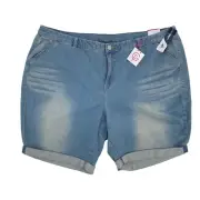 Lane Bryant Jean Shorts Plus Size 28 Stretch Bermuda Cuffed Light Wash Genius 9"