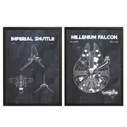 [Namly Design] Patent Drawing Poster - Millennium Falcon / Set of 2