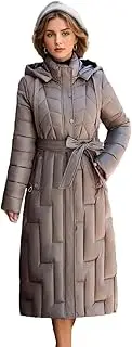 [Generic] Women's Long Cotton Jacket Hooded Lightweight Warm Cold Proof Jacket Female Over The Knee Parkas