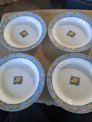 CORELLE WATERCOLORS FLAT RIMMED SOUP BOWL NEW x 4 WITH LABELS FREE USA SHIP