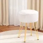 NNEDSZ Artiss Ottoman Storage Foot Stool Vanity Velvet Round White