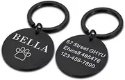 Custom Engraved Cat and Dog ID Tags Anti-Lost Engravable Pet Phone Number Address Tags Personalized Cat and Dog Tags Pendants Pet Collar Accessories,Black,25X25MM