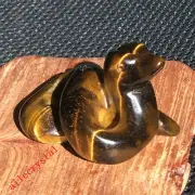2" Natural Tiger eye's Jasper Snake Carved Quartz Crystal Skull Reiki Healing