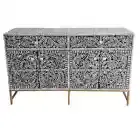 MOTHER OF PEARL VINE BUFFET/SIDEBOARD 4 DOORS/2 DRAWERS BLACK & WHITE PATTERN