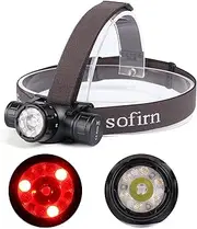 Sofirn HS21 Headlamp LED Rechargeable, Super Bright Head Torch 2200 Lumens, Adjustable Headlamp with Red Light, Yellow Light & White Light, Suitable for Hiking, Mountaineering, Working and Emergency