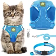Cat Harness and Lead Set, Adjustable Escape Proof Vest, Soft Cat Collar Mesh ...