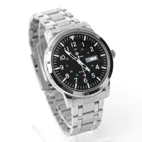 在飛比找樂天市場購物網優惠-手錶 搭載SEIKO機芯亮銀色黑面手錶【NE2041】