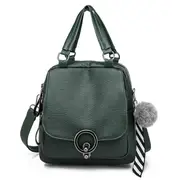 Solid Color Casual PU Leather Shoulder Backpack Ladies Messenger Bag