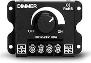 LED Dimmer Switch for LED Lights, Dimmer Switch Knob, DC12V-24V 30A PWM Dimming Controller for Adjust Brightness ON/Off Switch with Aluminum Housing