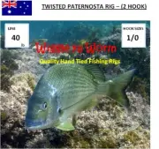 Wiggle ya Worm 40lb Brim (Bream) Twisted Paternosta rig, 2x size1 hooks