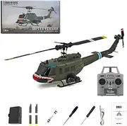 RC Helicopter for Adults, C032 1/48 Scale UH-1 Huey 2.4G 6CH Flybarless RC Helicopter with Intelligent Positioning System and Low-Voltage Alarm for Beginners (RTF Version)