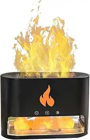 Chesoon Essential Oil Diffuser Ultrasonic Aromatherapy Diffuser Mist Humidifiers Variable Simulation Flame Color Crystal Salts Decoration 250ml Volume Color Black