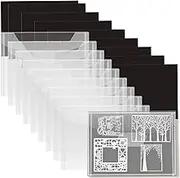 20Pcs Stamp and Die Storage Bag and Rubber Magnetic Sheets Clear PVC Stamp Storage Bags Cutting Dies Stencil Oragnizer (0.3mm Magnet Sheet) Waterproof Die Storage Pockets for Die Cutting Stamps DIY Scrapbooking