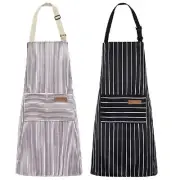 Kitchen Cooking Apron With Striped Pattern: Durable Stylish Home Use Easy To