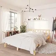 Bed Frame Solid Wood Pine 153x203 cm Queen Size Bedroom Furniture Home Decor