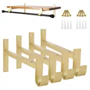 4 Pack 10 Inch Wall Mouted Shelf Brackets w/ Rod Holder Hooks for Closet Kitchen