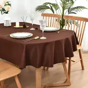 Wolkemer Oval Tablecloth 60 X 84 Inch Washable Fabric Table Cloth Solid Chocolat