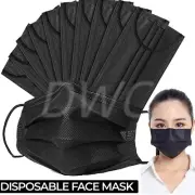 100PCS Black Disposable Face Mask Ear-loop Mouth Cover USA Seller Fast Shipping