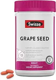 Swisse Ultiboost Grape Seed Supplement | Promotes Skin Health & Collagen Production | Improves Circulation & Potent Antioxidant & Vitamin C | 300 Tablets
