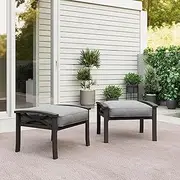 RoyalCraft Durable Iron Patio Footstool with Cushions ?Stable, Weather-Resistant Outdoor Ottoman for Relaxation & Extra Seating