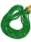 Natural Zambian Green Emerald Faceted Rondelle Beads 3 Layers Emerald Necklace