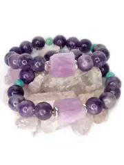 Pink Kunzite Amazonite Lepidolite Bracelet 925 Sterling Silver