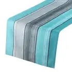 Table Runner 108" x 13", Retro Table Runner, Dark Blue & Grey