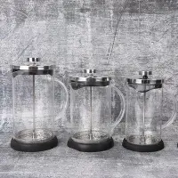在飛比找Yahoo!奇摩拍賣優惠-【】咖啡玻璃法壓壺家用法式濾壓壺耐熱不鏽鋼衝茶器美式器具量杯