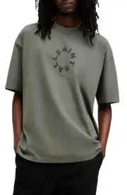 AllSaints Tierra Cotton Graphic T-Shirt in Thyme Green at Nordstrom, Size Medium