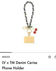 NEW Louis Vuitton x Takashi Murakami Phone Charm Monogram Denim Cherry M02623