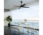 ELEGANT Ceiling Fan Black & Red AC Motor 48 inch 4 Plywood Blades with 3 Colors LED Light and Wall Remote Control Timer