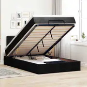 vidaXL Ottoman Bed with Mattress & LEDs Black King Single Fabric
