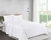 Filo Magico 100% Cotton Plain Dyed Flat Sheet - Premium Hotel Quality Ultra Soft Bed Sheet - Luxury Non Iron Easy Care Bedding - Wrinkle, Stain and Fade Resistant - King Size, White