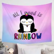 Adorable Sad Unicorn Penguin Tapestry