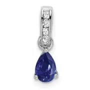 14k White Gold 1/20 Ct. Lab Grown Diamond VS/SI+ G+ and Lab Created Blue Sapphire Pendant
