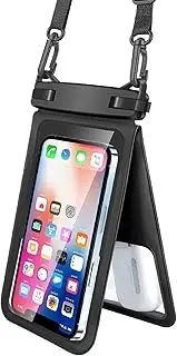 Dual Space Waterproof Phone case ; Waterproof Cellphone Dry Bag Lanyard Underwater Case for iPhone 15/14/13/12 Pro Max/Pro/Plus, Galaxy S24/S23/S22/S21/S20/S10/Note 20/10/9 7" Black