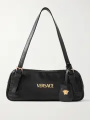 [Versace] Versace - Tag Embellished Leather Shoulder Bag - Black - One size One size Black