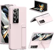 LHNUNP for Samsung Galaxy Z Fold 3 Case with Screen Protector, All-Inclusive Metal Lens Protection Kickstand Shockproof Smooth PC Back Case, Pink