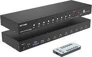 4K@60Hz HDMI Switch 8 Ports, MT-VIKI 8x1 4K HDMI Switcher 8 in 1 Out Console IR Remote + RS232 + Rack Ears Support HDR HDCP2.2 + 4:4:4 Auto Scan